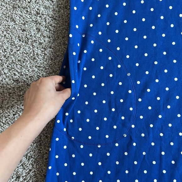 Quacker Factory Womens xl Blue Polka Dot Sleeveless Dress W/ Floral Embroidery - Picture 6 of 12